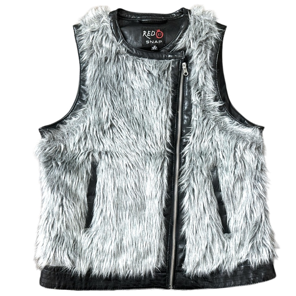 RED SNAP Women's Gray Faux Fur Moto Vest